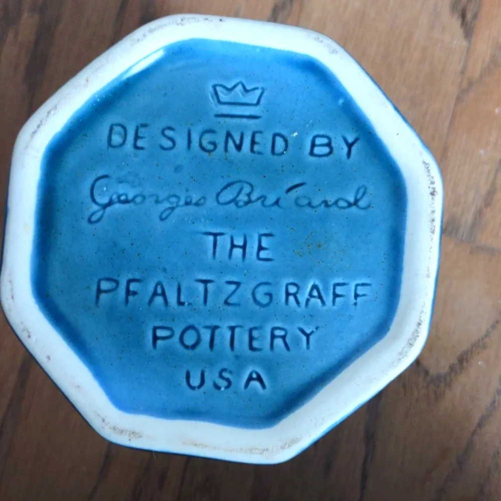 Vintage Pfaltzgraff Heritage Williamsburg Blue Green Cream and Sugar Set - Picture 5 of 8